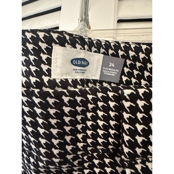 Old Navy Skinny Ankle Womens Pants Black White High Rise Houndstooth Plus Sz 24 - Picture 3 of 7